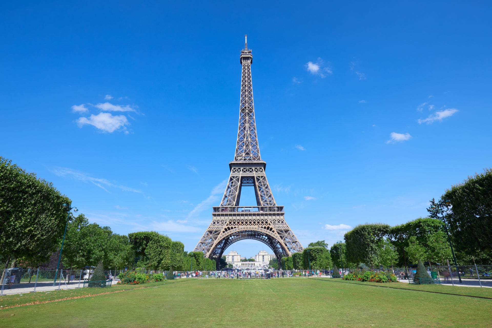 Eiffel Tower In Paris And Empty Green Field Of Mar 2023 11 27 05 37 26 Utc