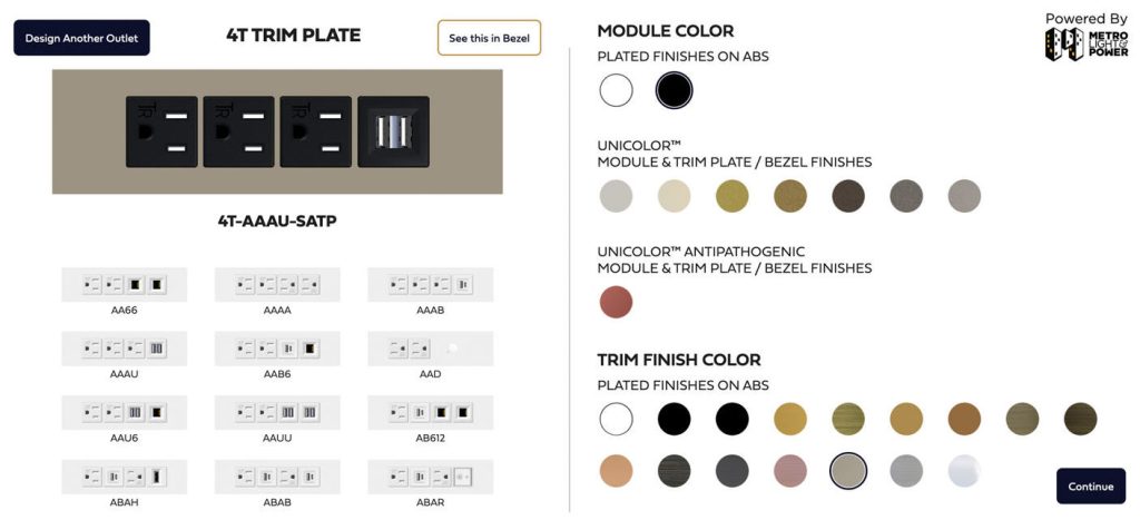 Metro Light And Power Outlet Configurator