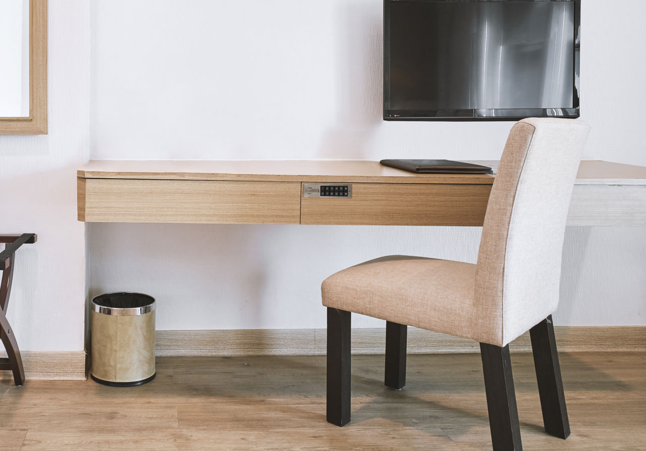 Modern Hotel Room Built In Desk With Loc N Go Drawer Lock