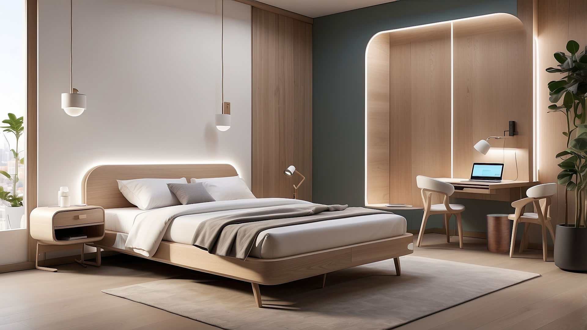 Mormax Uk Hotel With Modern Led Lighting Behind Bed And On Desk